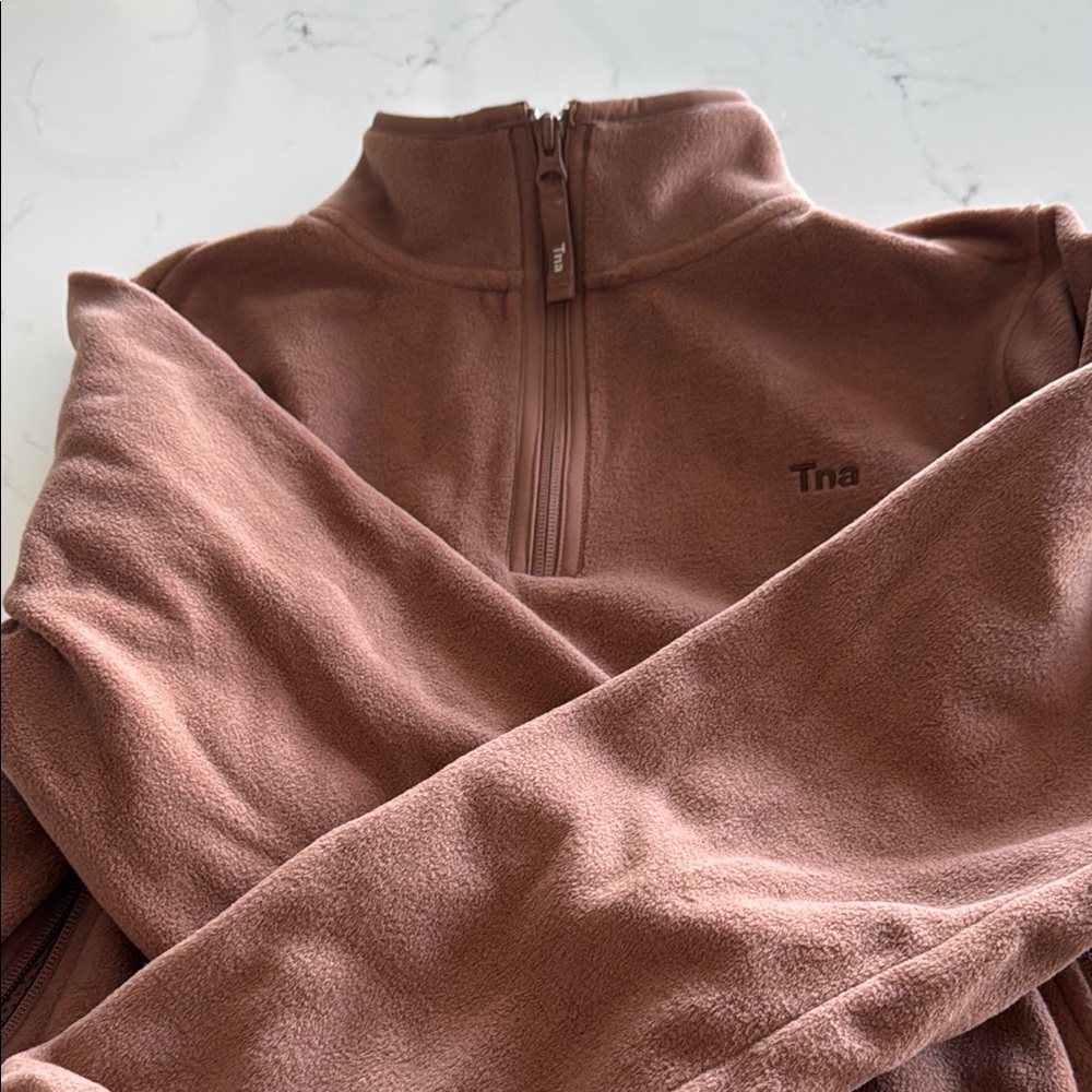 Tna (Aritzia) Sno 1/2 Zip in Teddy Bear Brown
